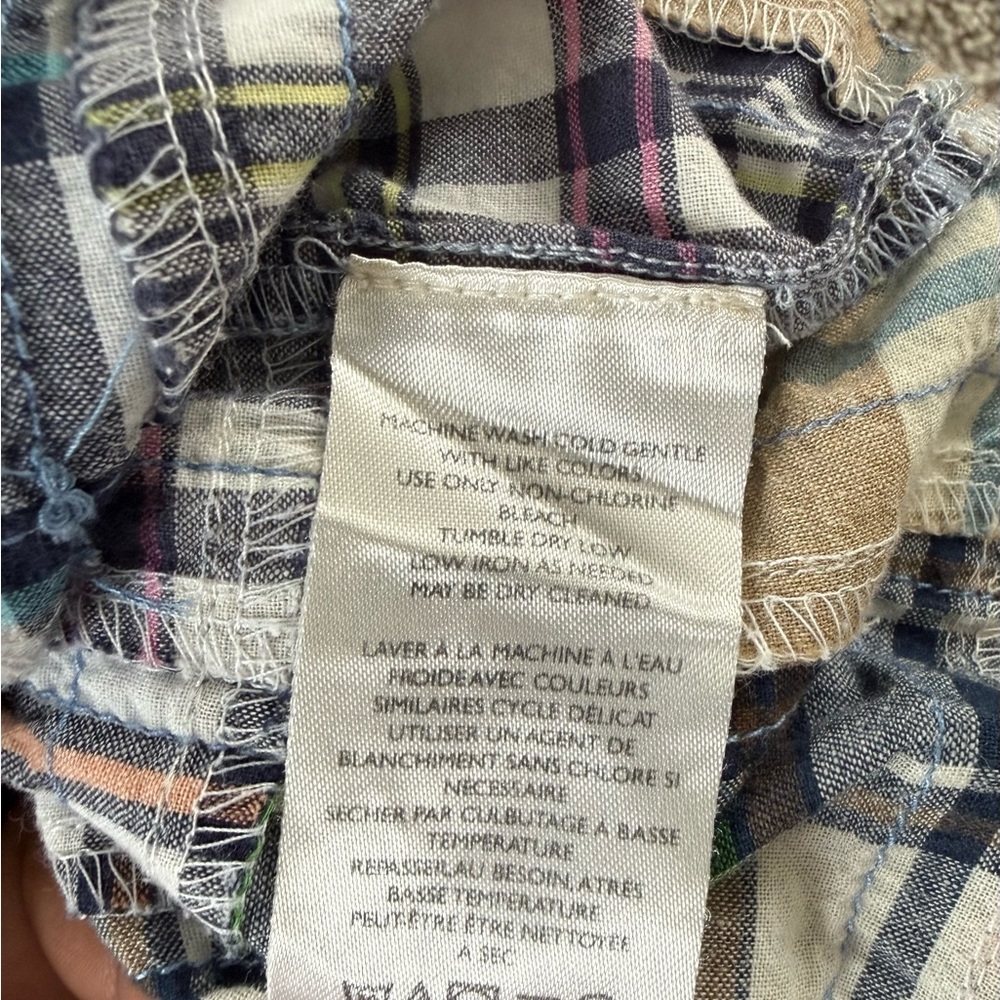 The Free People Mad For Madras Shirt is a button-down Patchwork Size Large - Picture 10 of 10